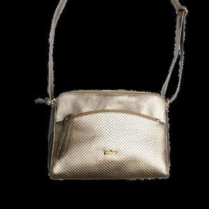 LEATHER HANDBAG - MAROC CORSSBODY BAG IN SAND/GOLD